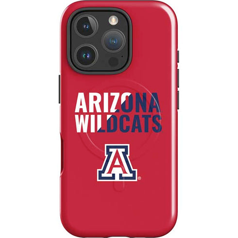 University of Arizona Wildcats Logo Split Red iPhone 16 Pro Magsafe Impact Case